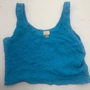 a new day Vibrant Blue Textured Crop Top